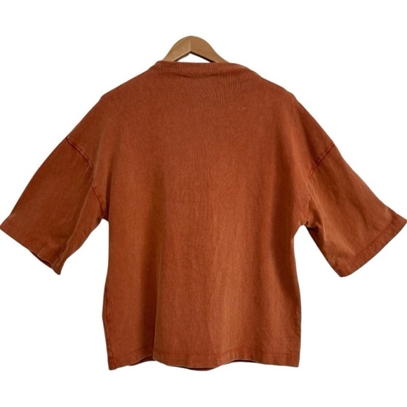 Zara Rust Colored Tee High Neck Size Small Cotton Top - Picture 3 of 6
